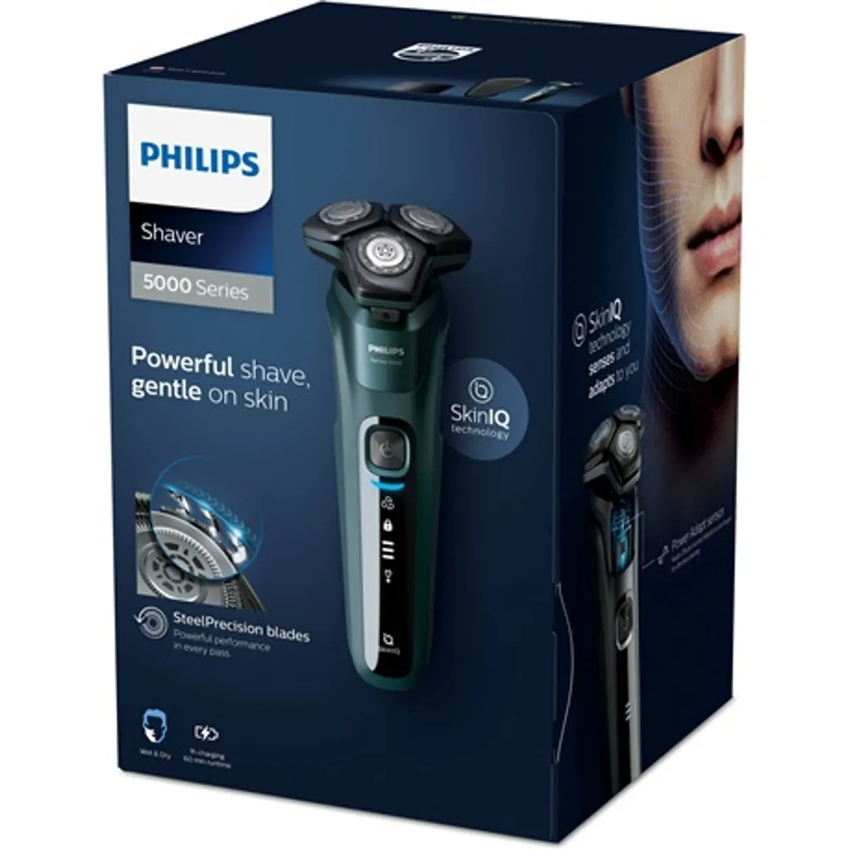 Philips S5584/50 Series 5000 SkinIQ nedves és száraz borotva SteelPrecision pengék 360 fokban elforgó fejek Beépített pajeszvágó LED kijelzővel #4