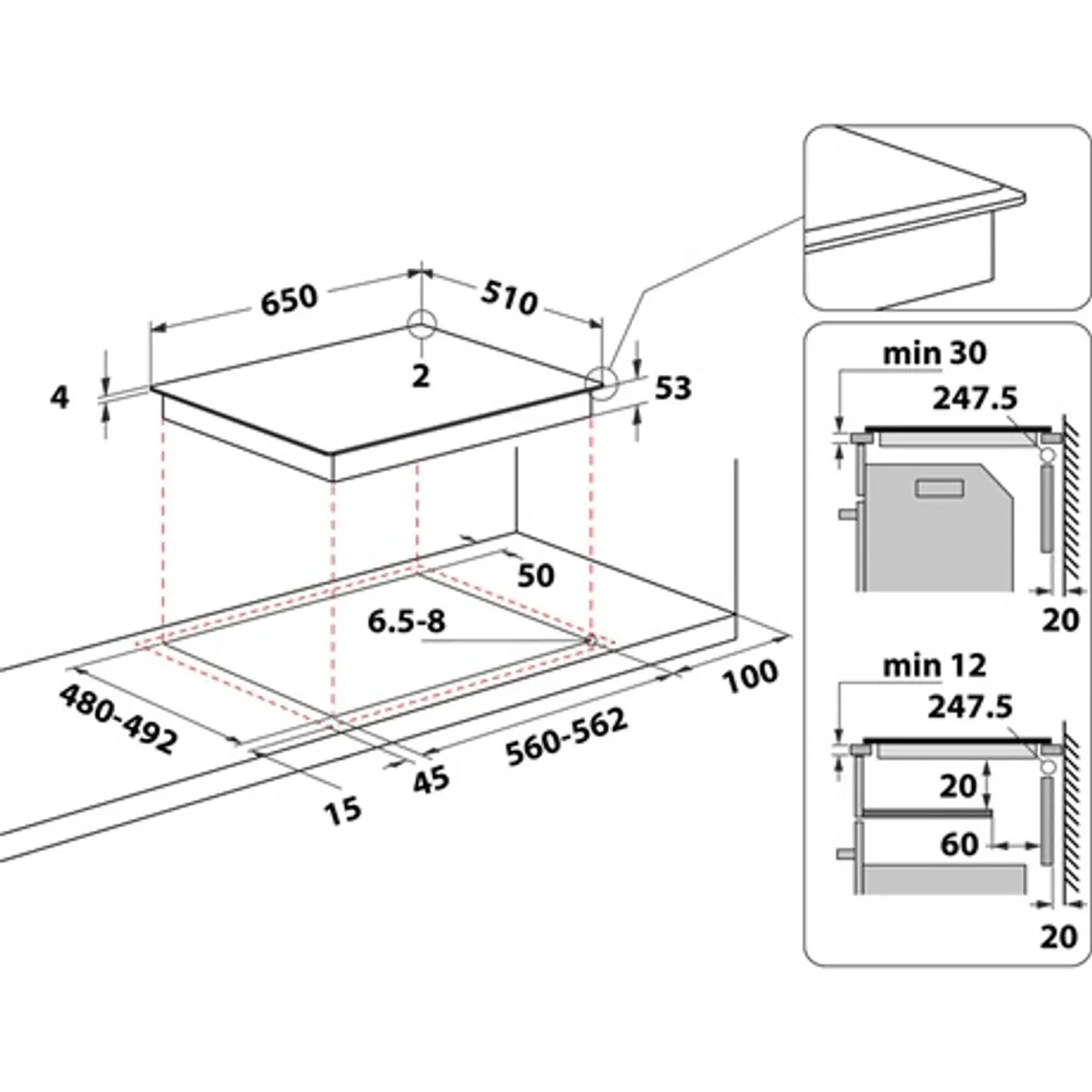 Whirlpool SMO 658C BT IXL Főzőlap beépíthető indukciós 4-zónás gyerekzár 6. érzék csúszka vezérlés összekapcsolható zónák #6
