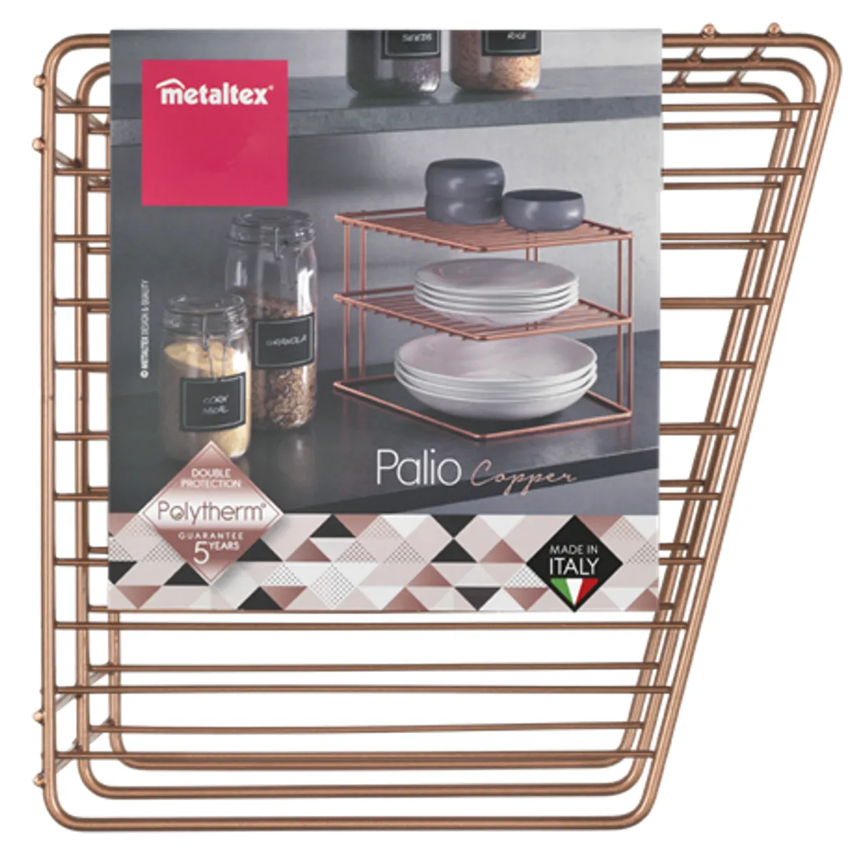 Metaltex MX362402 Palio két emeletes sarok tányértartó réz polytherm bevonat rozsdamentes portaszító 25 x 25 x 19 cm #3