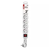Emos P1622 Elosztó 6 aljzat schuko 2 m kapcsoló fehér 250 volt 10 amper 2300 watt 1 mm2 vezeték #2
