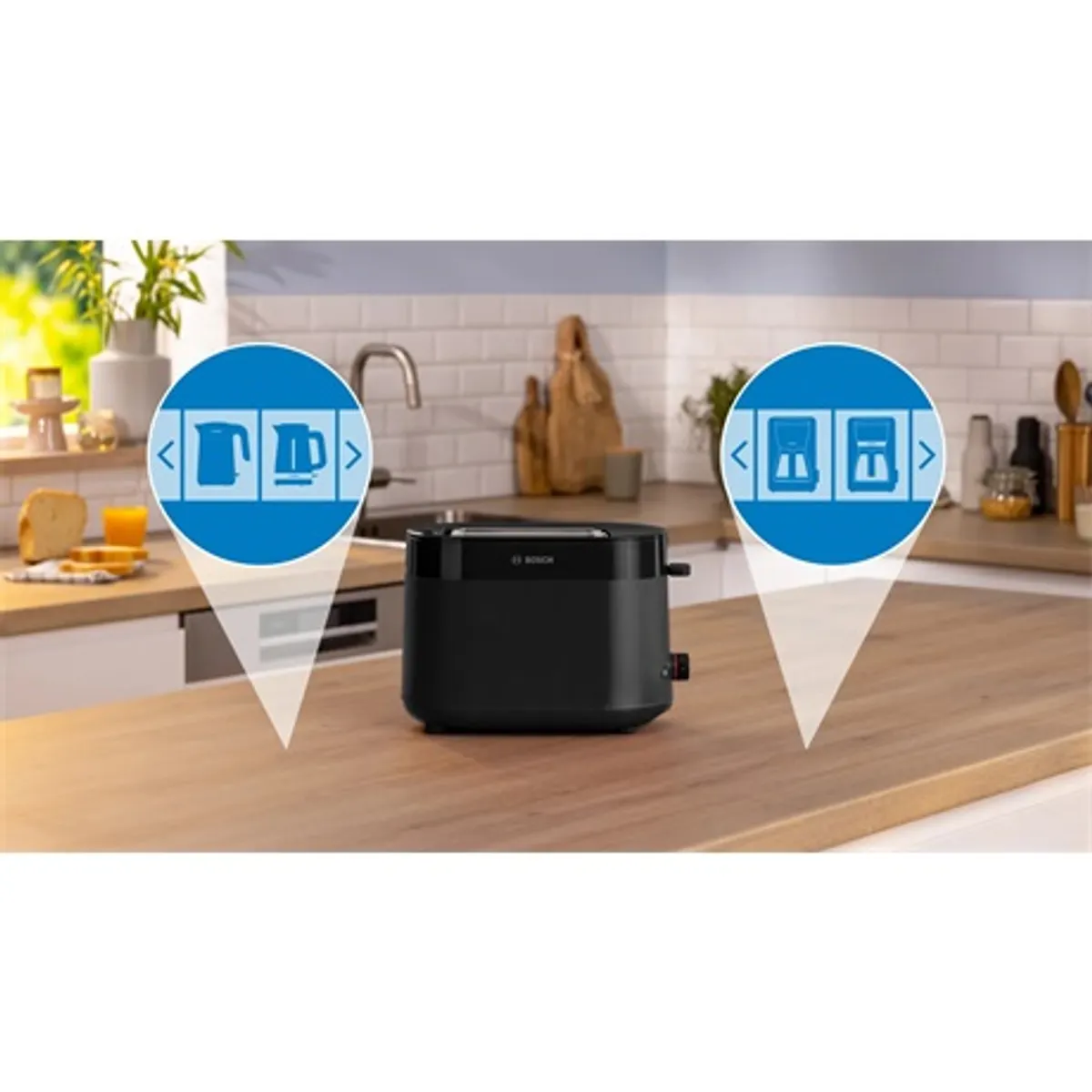 Bosch TAT2M123 kenyérpirító két szeletes olvasztás és felmelegítés integrált melegítőrács morzsatálca elöl automatikus kikapcsolás BPA-mentes #4