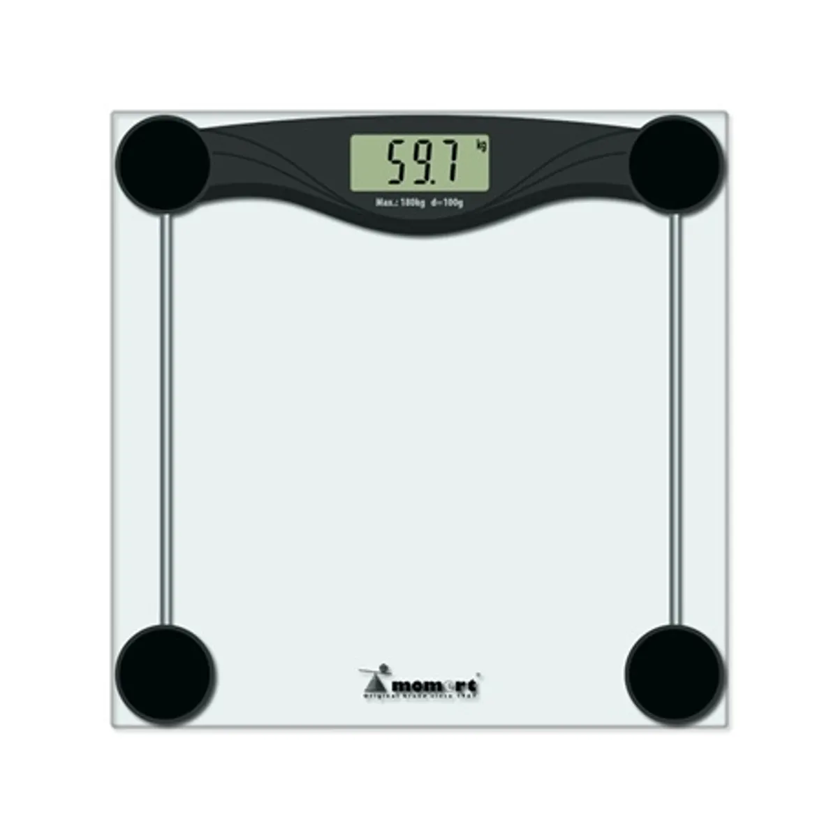 Momert 5873 elektronikus személymérleg 180 kg 100 g edzett üveg felület lcd kijelző automatikus kikapcsolás kg lb st CR2032 elem #1