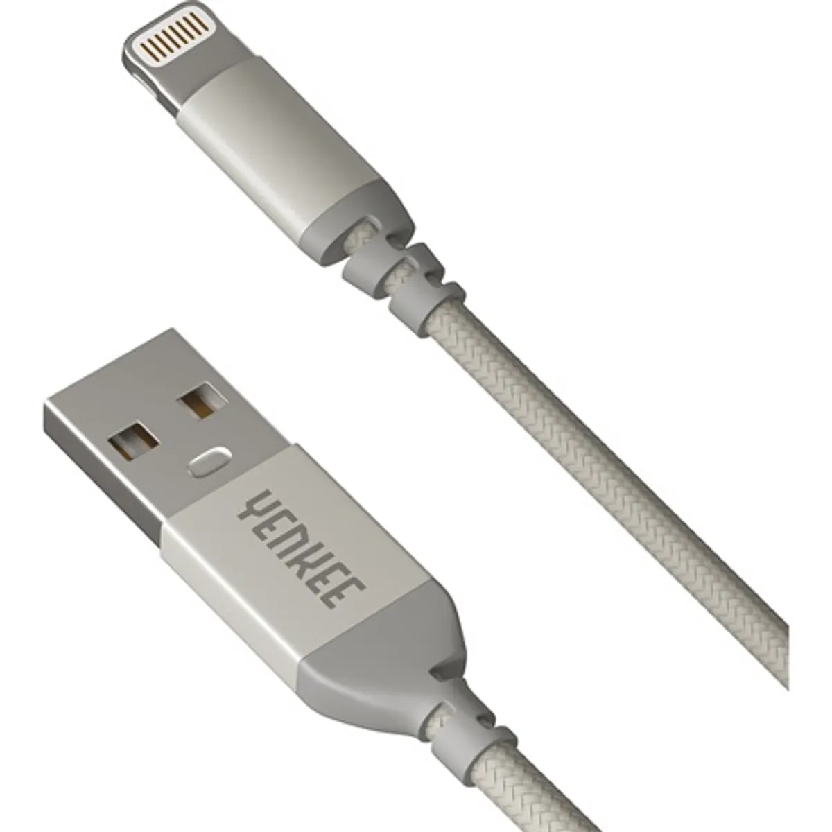 Yenkee YCU 611 SR Lightning töltőkábel 1 m MFI alumínium csatlakozó textil borítás ezüst USB 2.0 #1