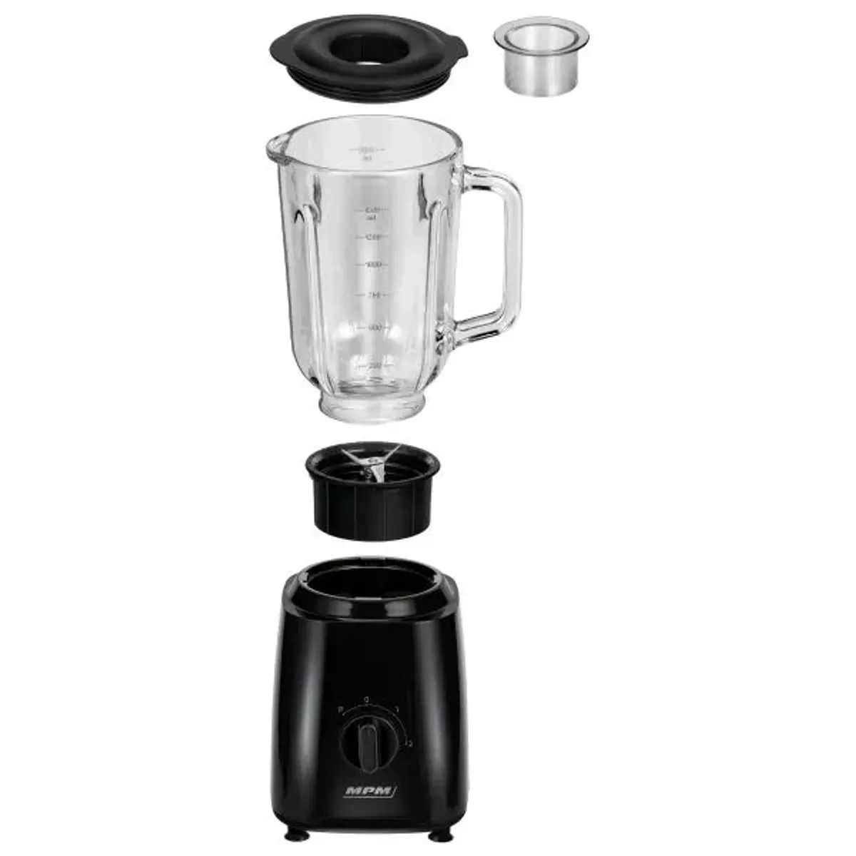 MPM MBL-37 turmixgép 1500 ml üvegkancsó, 2 sebesség + pulzus, jégzúzás, rozsdamentes pengék, fedél hozzáadás közben, csúszásgátló lábak, 500 W #2
