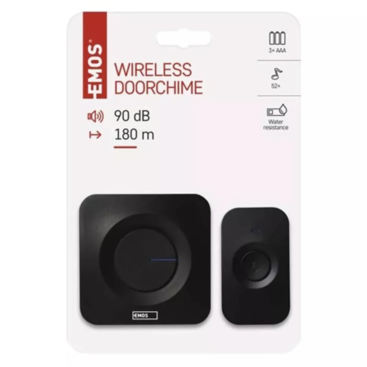 Emos P5728 vezeték nélküli csengő 433 MHz 180 m hatótávolság 52 dallam 90 dB IP56 #6