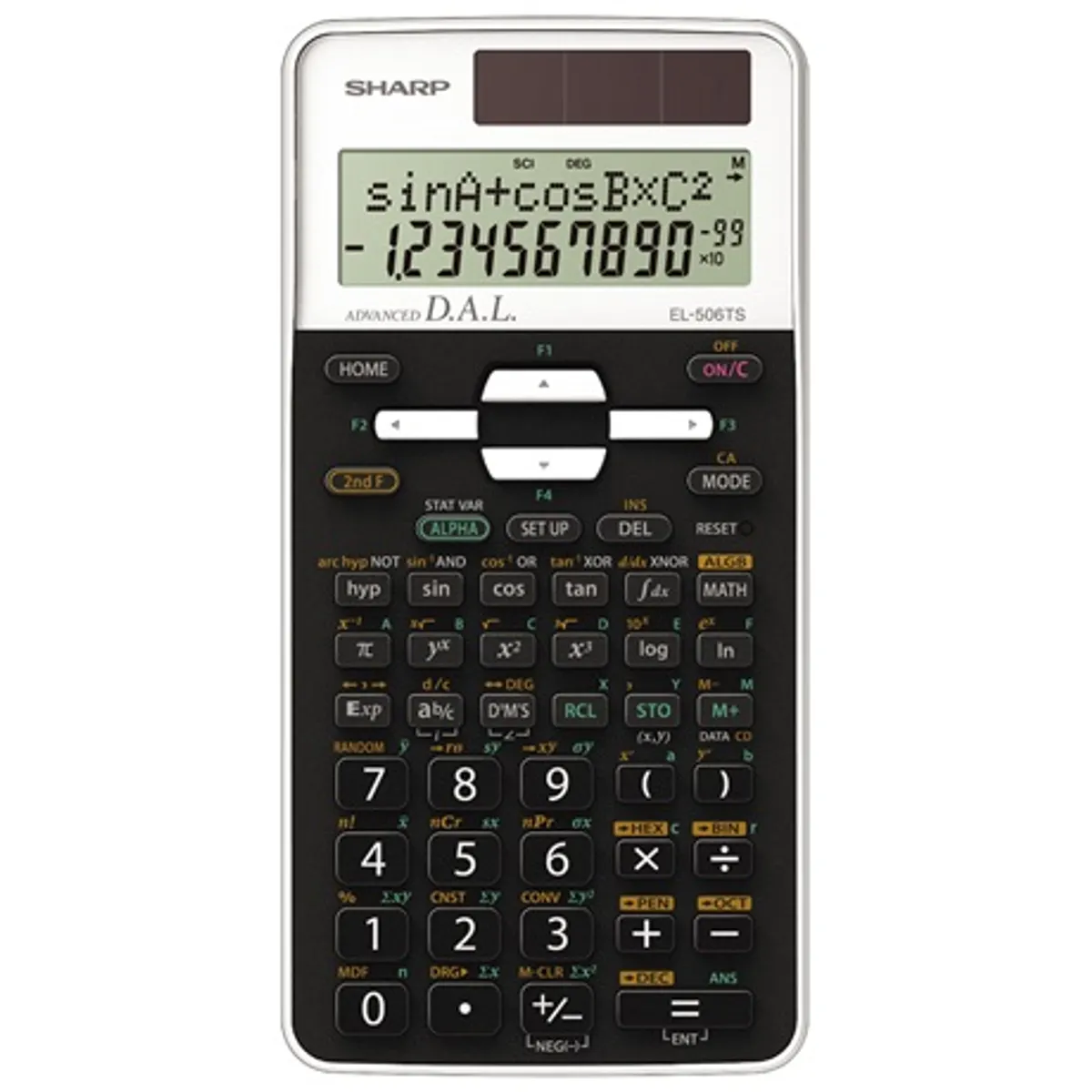 Sharp EL506TSBWH Tudományos számológép 2 soros kijelző, algebrai bevitel, napelem és LR44, 470 funkció, memória 9, méret 161x80x15 mm #1