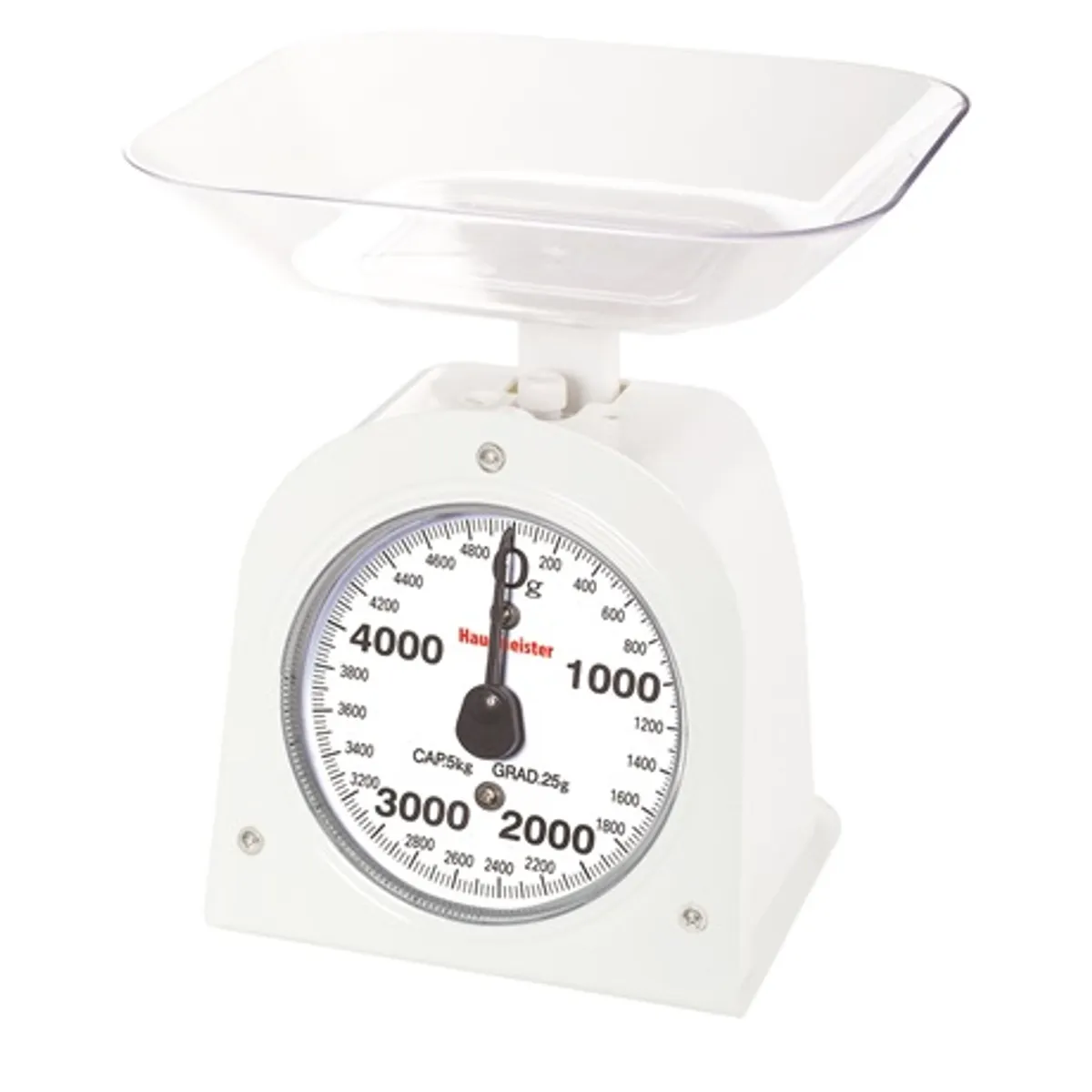 Hausmeister HM4406 analóg konyhai mérleg kapacitás 5kg lépték 25 g mély mérőedény kézi nulla beállítás #1