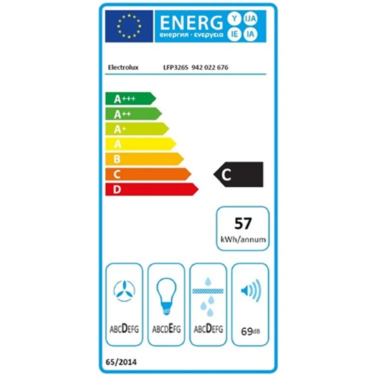 Electrolux LFP326S beépíthető teleszkópos páraelszívó inox 60 cm, 410 m3/h, 3 fokozat, C energiaosztály, LED 2x, mosó szűrő #5