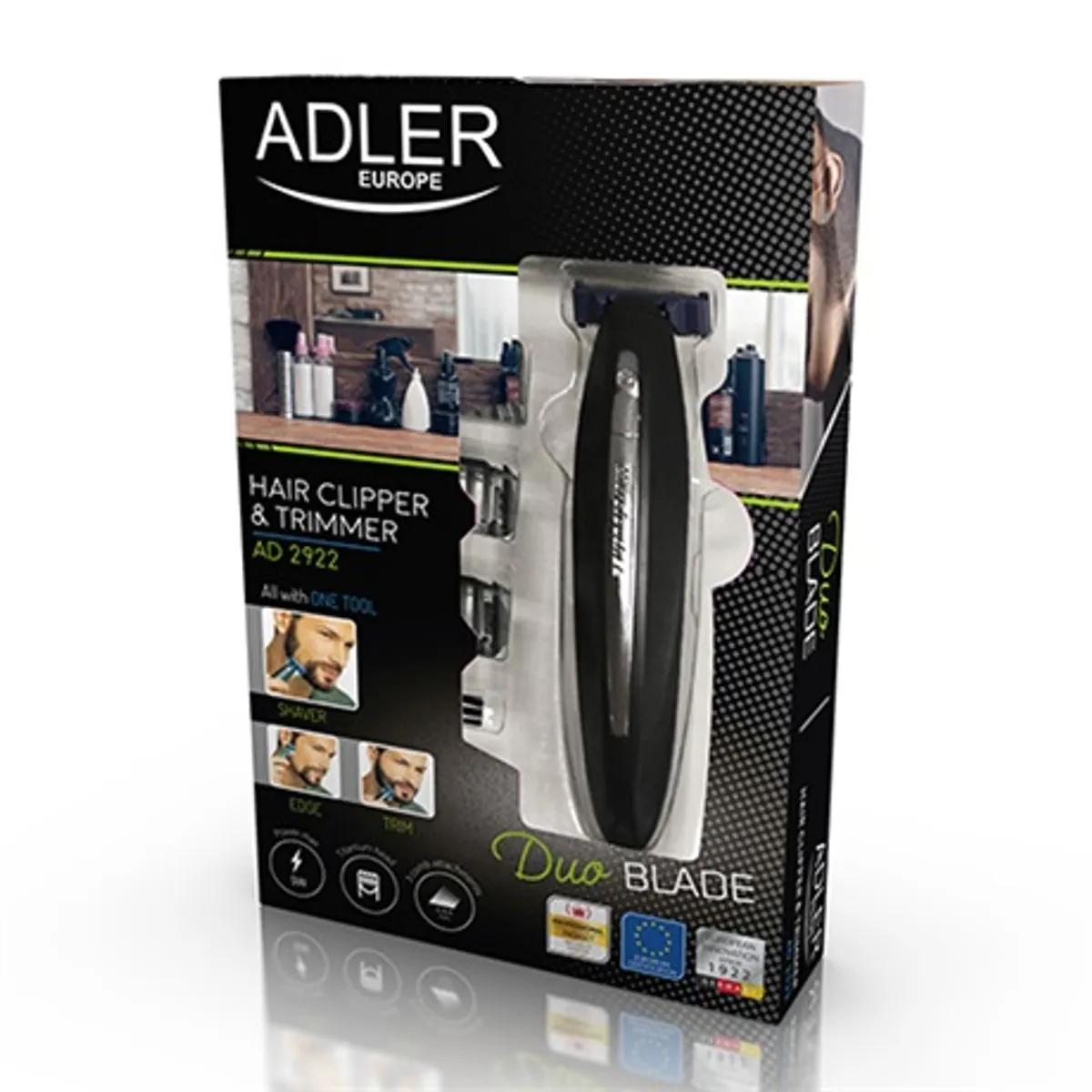 Adler AD2922 borotva és szakállvágó 2 pengéjű 3 távtartó led világítás usb töltés lítium-ionos akkumulátor 45 perc működés kefe a tisztításhoz #4