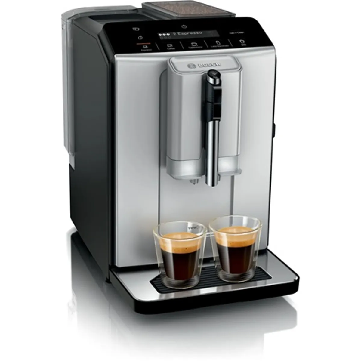Bosch TIE20301 VeroCafe kerámia őrlő OneTouch 5 program tejhabosító LCD kijelző állítható kávéfolyó 15 bar víztartály 1,4 l #1