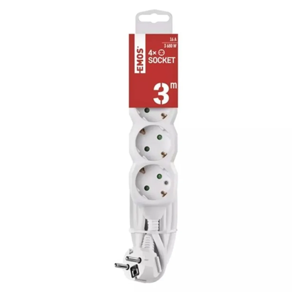 Emos P0423R hosszabbító 4 aljzat schuko 3 m fehér 1,5 mm2 PVC #2