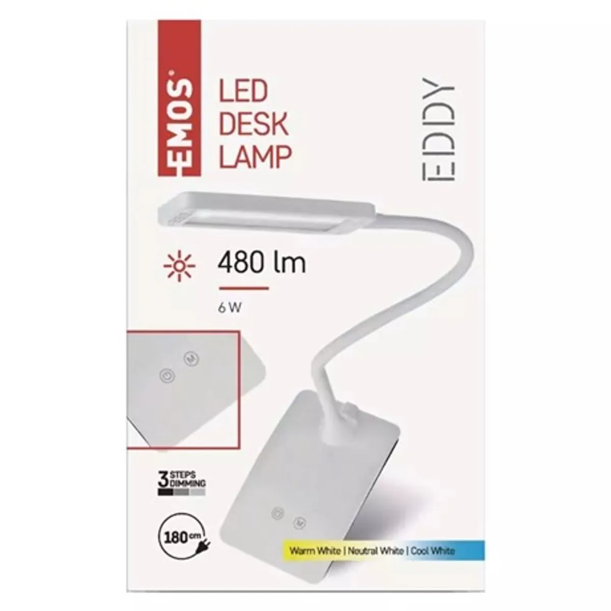 Emos Z7599W Eddy led asztali lámpa fehér 6W 360 lm dimmelhető 12V 0,36A IP20 #3