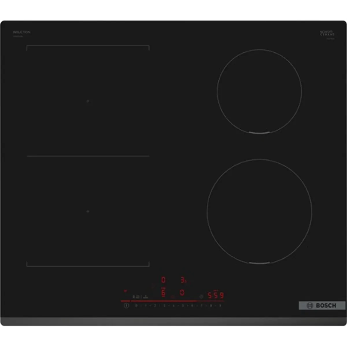 Bosch PVS631HB1E beépíthető indukciós főzőlap 60 cm, 4 zóna, CombiZone, DirectSelect, PowerBoost, Home Connect #1