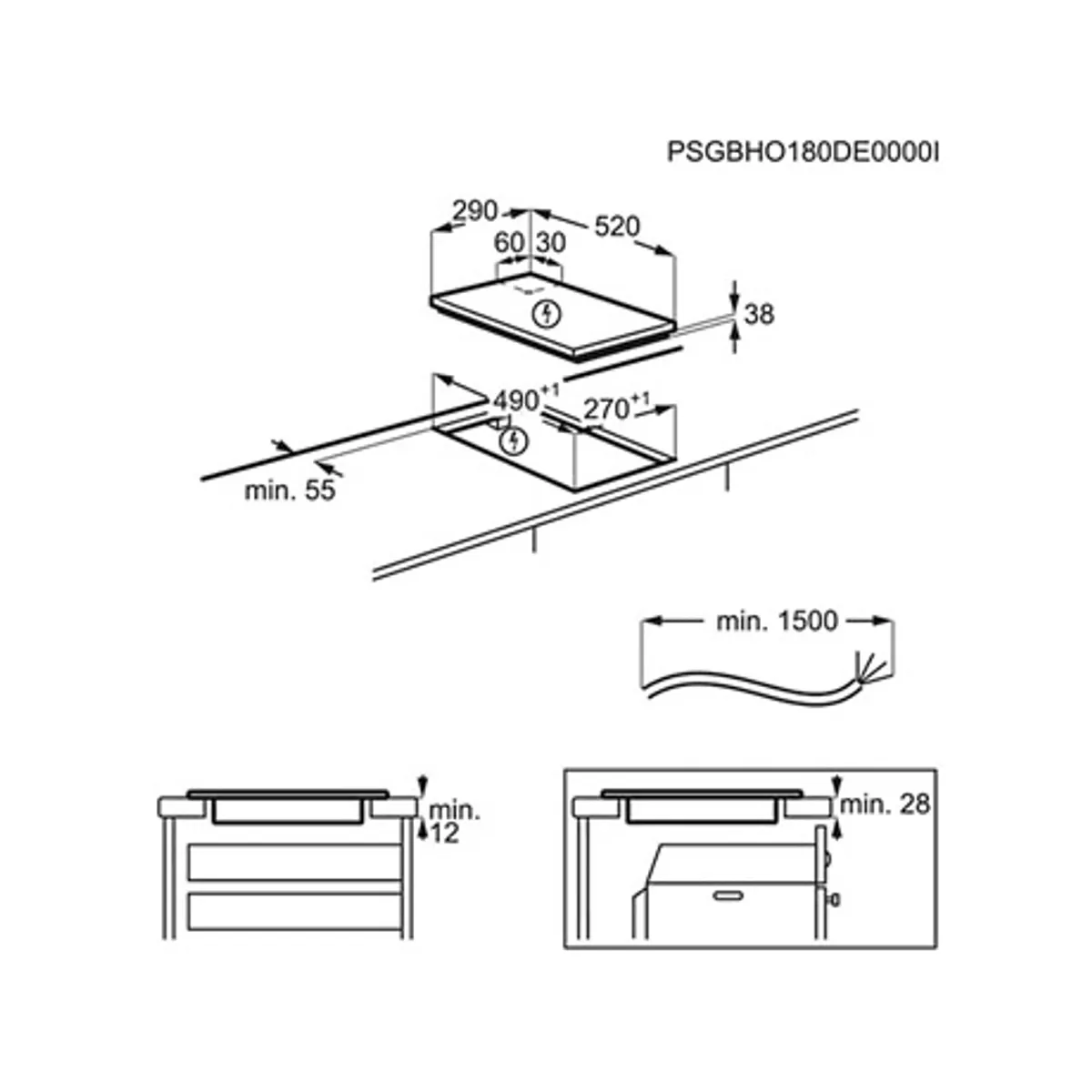 Aeg HRB32310CB Dominó üvegkerámia érintővezérlés elöl középen 3 lépés maradékhő kijelzés fekete 290x520mm #2