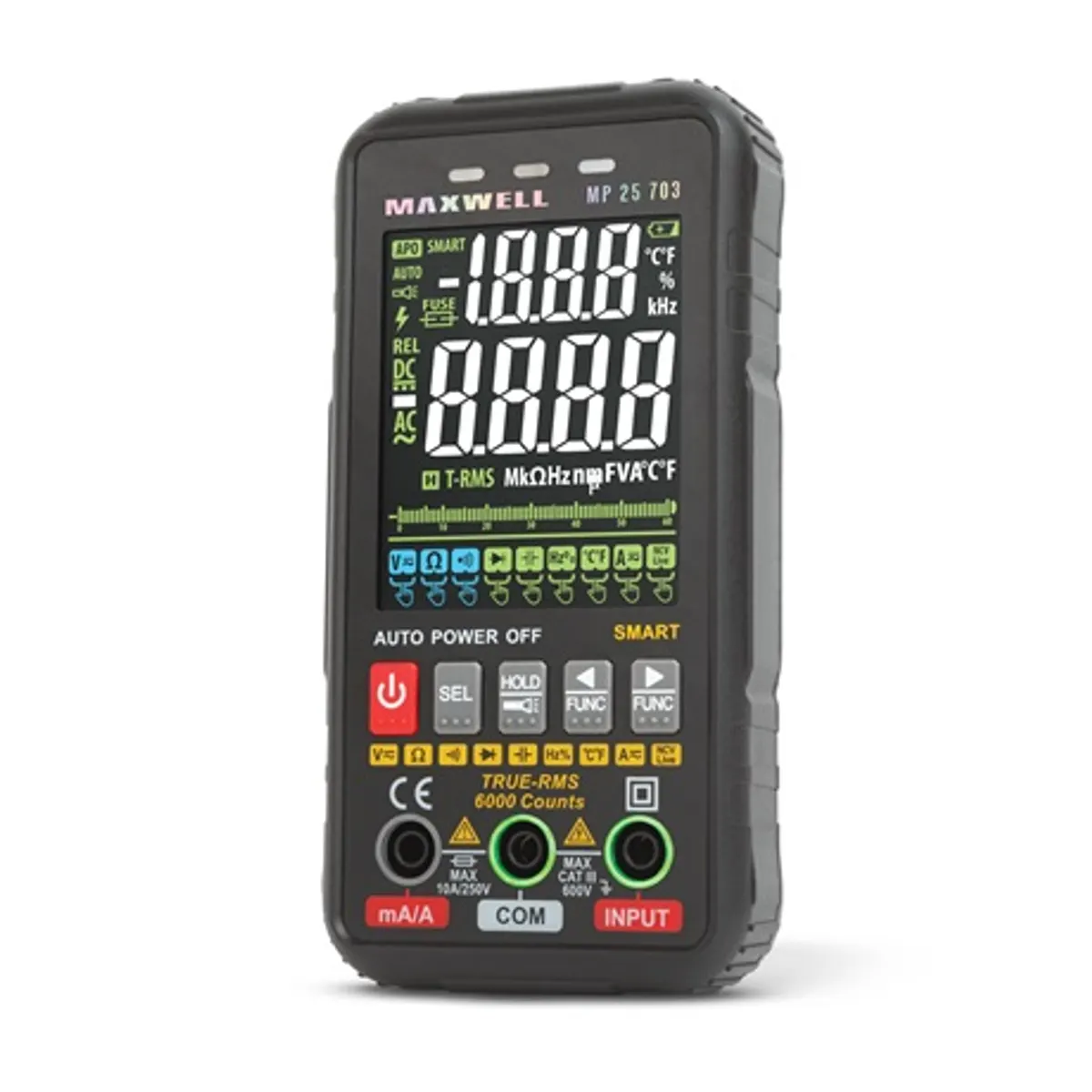 Maxwell-Digital 25703 Digitális multiméter 3" LCD Automatikus mérés NCV feszültség detektálás Hőmérsékletmérés Munkalámpa LED visszajelzés #1