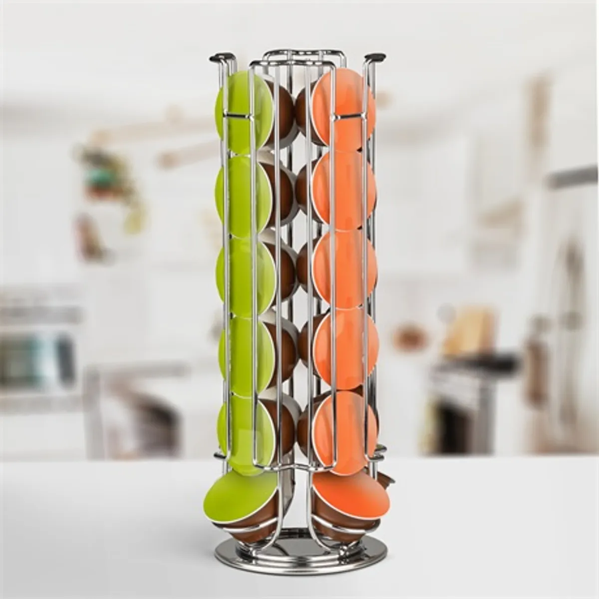 Bewello BW1001B Dolce Gusto kapszula tartó 24 db, 4 oszlop, krómozott állvány, forgatható #1