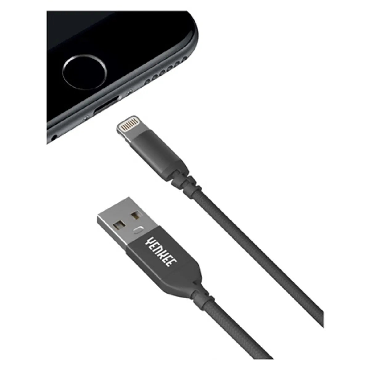 Yenkee YAC 4600 Hálózati töltő kábel 2,4A 12W kompakt fekete 1m fonott Lightning iPhone iPad #4