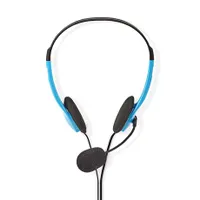 Nedis CHST100BU mikrofonos fejhallgató állítható fejpánt beépített mikrofon 2x 3.5 mm csatlakozás 2.0 m kék #1