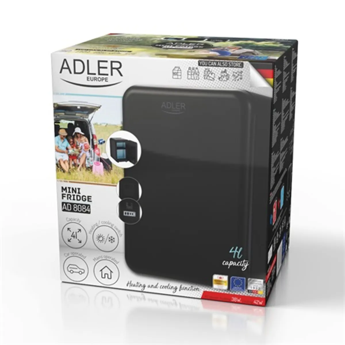 Adler AD8084 mini hűtőtáska 4 l Peltier dc 12v és ac 230v fűtő 38w hűtő 42w #6