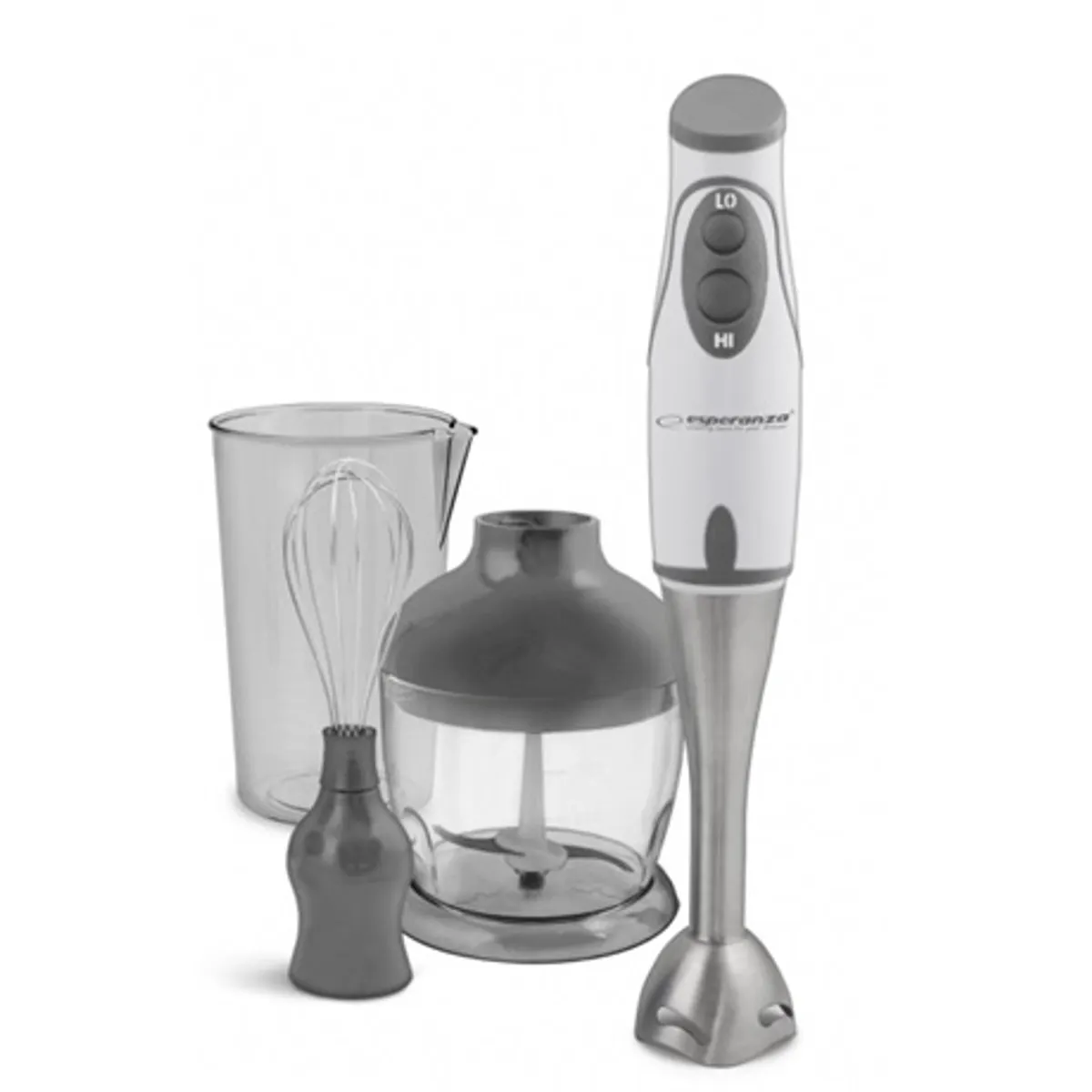 Esperanza EKM003E botmixer fehér-szürke 450 W 2 sebesség rozsdamentes acél kés 500 ml aprító 750 ml habverő #1