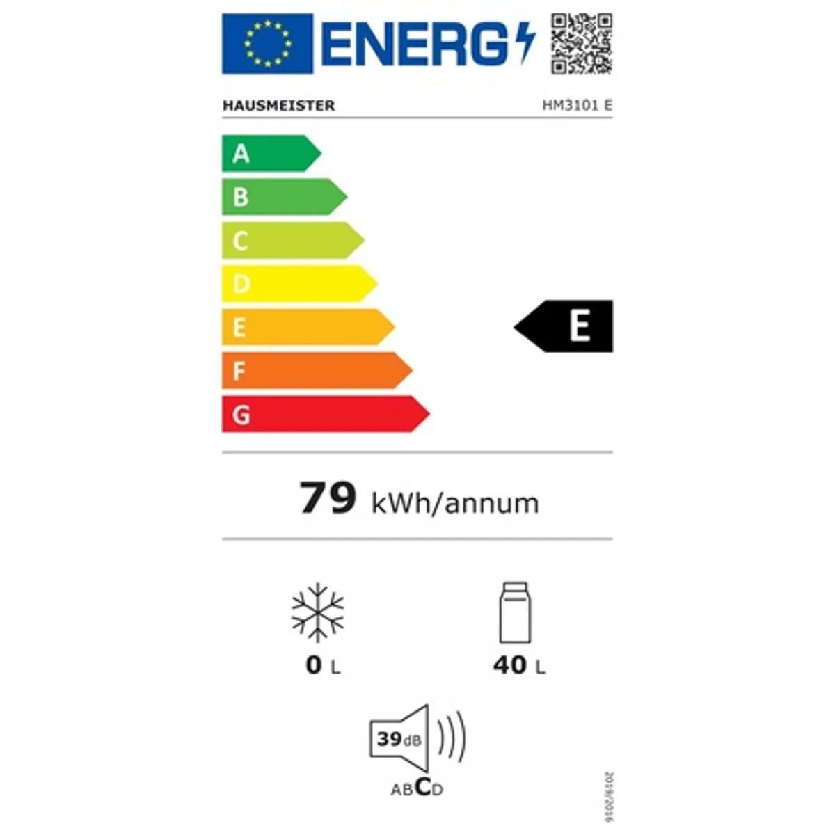 Hausmeister HM3101E hűtő egyajtós 40 L energiaosztály E zaj 39 dB 510x440x470 mm #3