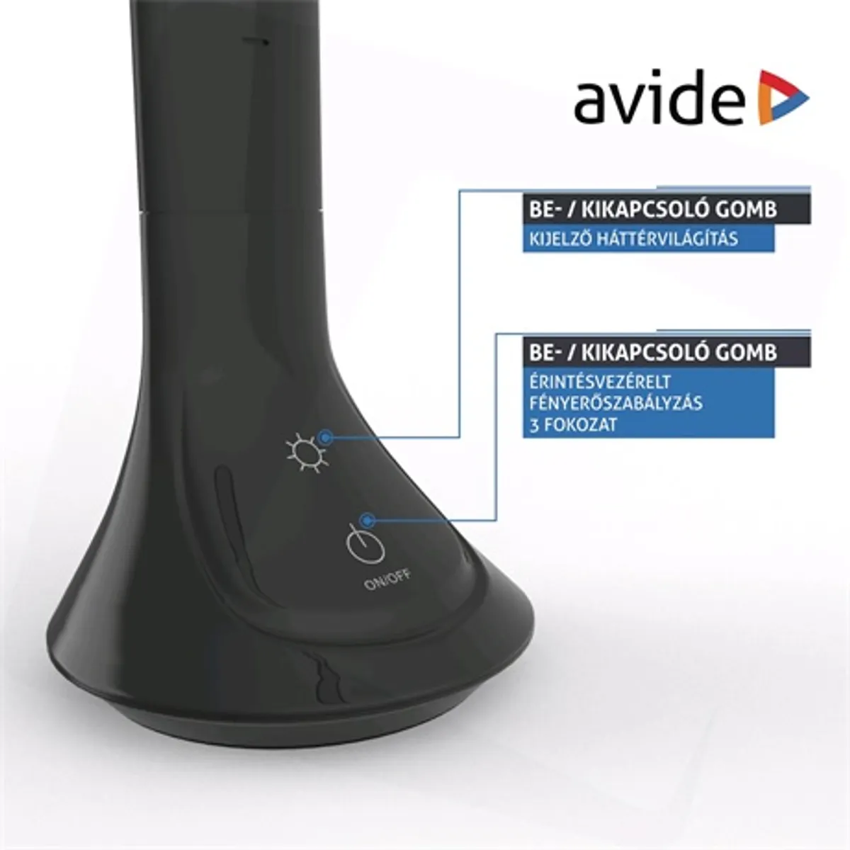 Avide ABLDL-CALENDAR-5W fekete led asztali lámpa naptárral óra ébresztő hőmérséklet kijelzés akkumulátor #6