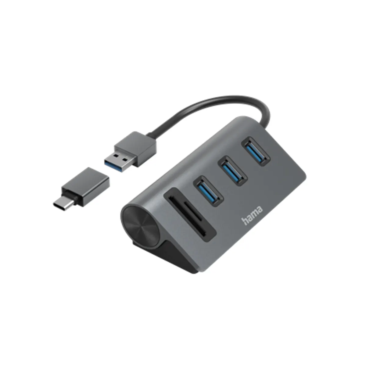 Hama 00200140 USB hub SD microSD olvasó 3 USB portok Type-C OTG alumínium ház Thunderbolt 3 4 kompatibilis USB-n keresztüli tápellátás OS kompatibilis #1