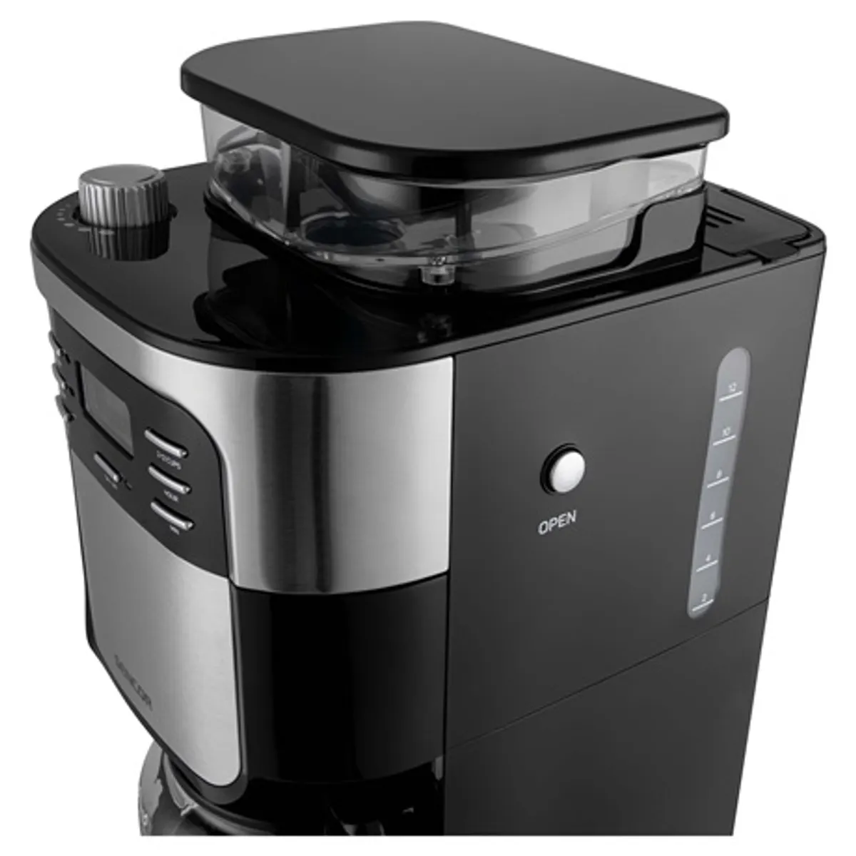 Sencor SCE7000BK filteres darálós kávéfőző 200 g kapacitású kávébab tartály, 1,5 l üvegkancsó, LCD kijelző #8