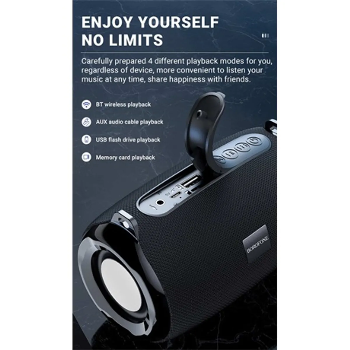 Borofone BR4 Horizon 5 W 4 ohm Bluetooth 5.0 FM rádió TF kártya USB AUX 500mAh 2 óra #4