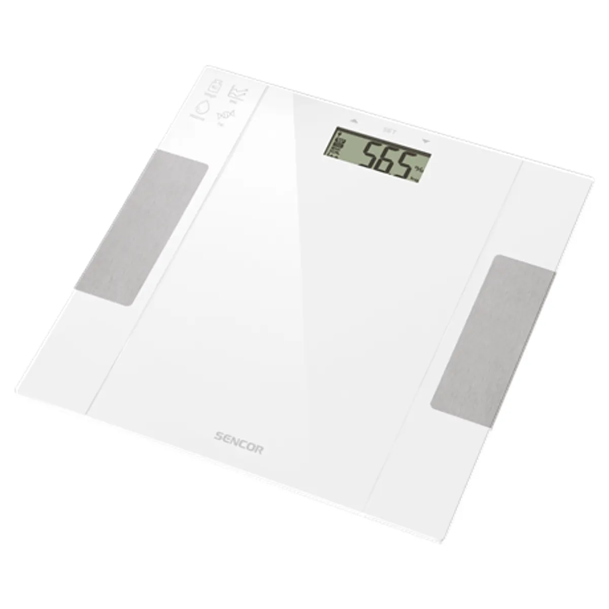 Sencor SBS5051WH digitális személymérleg ultra vékony 20 mm BMI mérés BMR mérés testzsír- és víztartalom mérés 12 memória max 150 kg nagy LCD #1