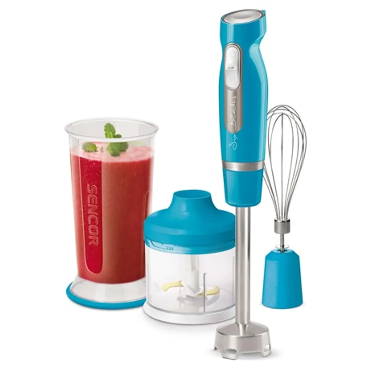 Sencor SHB4467TQEUE3 botmixer szett 1000 W, titán pengék, 700 ml mixelő edény, 500 ml aprító edény, rozsdamentes habverő #1