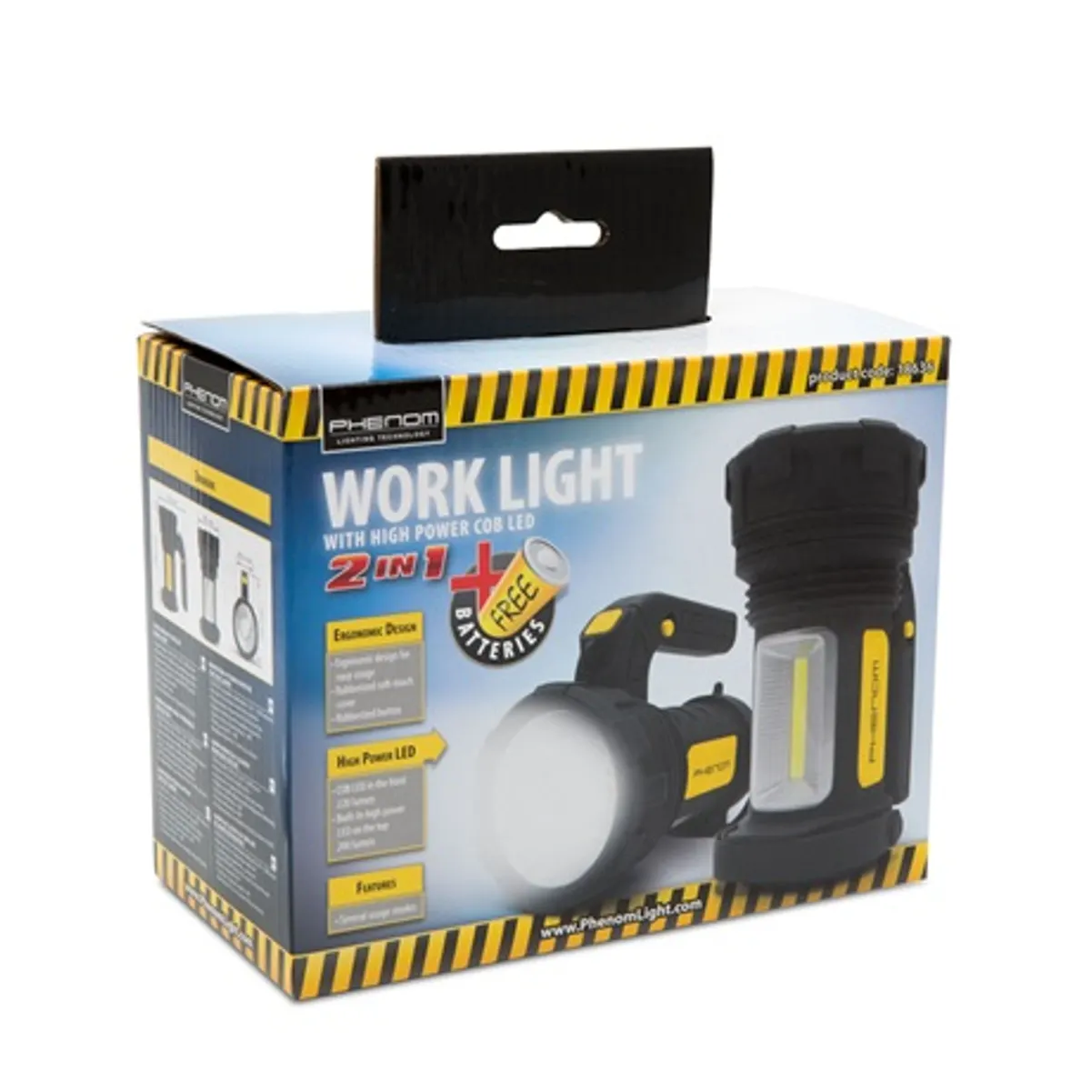 Phenom 18636 LED szerelőlámpa COB Soft-Touch borítás ergonikus 360 fokos fogantyú több mint 10 mód 172 mm hossz 3xAA #8