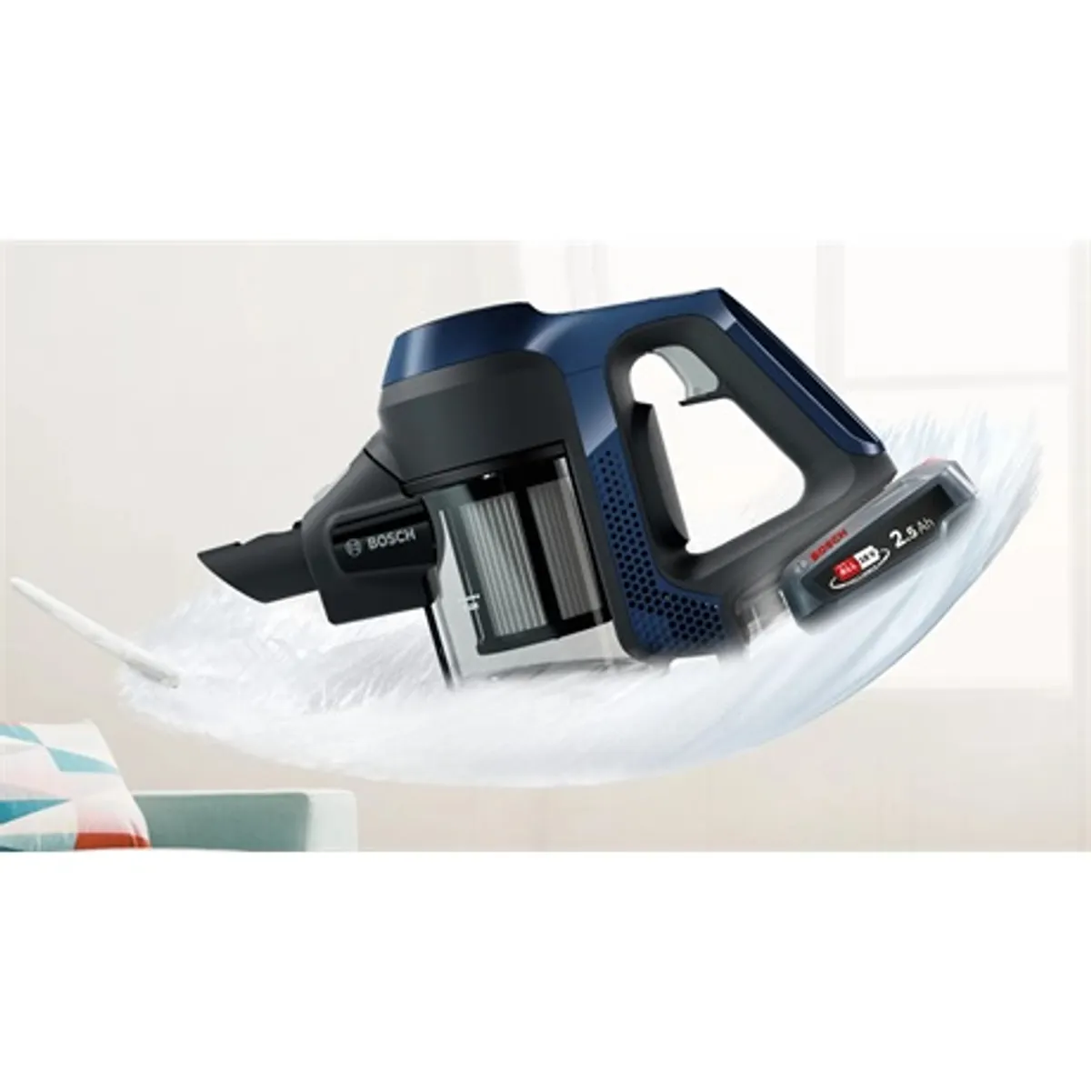 Bosch BCS611P4A Unlimited Serie6 éjkék vezeték nélküli álló porszívó 18 V 30 perc üzemidő, motoros szívófej, 2in1 kárpitszívó és bútorkefe #8