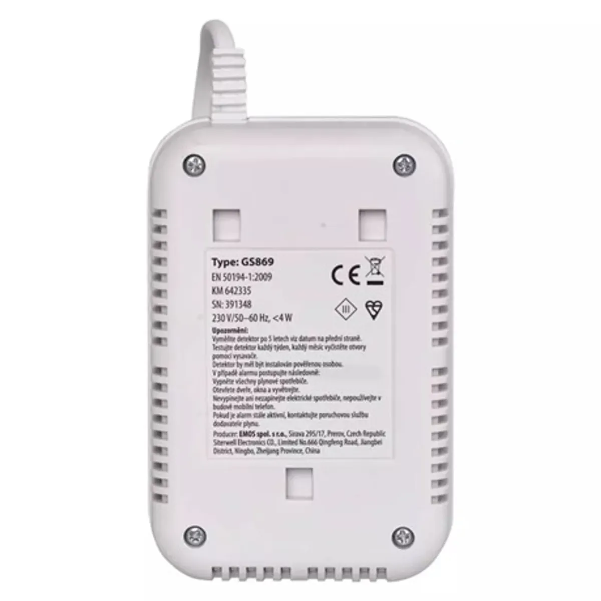 Emos P56450 GS869 gázérzékelő optikai és hangriasztás, IPX2D, 230 V AC, -10 °C és 40 °C, 0-95 RH, 5 év #2