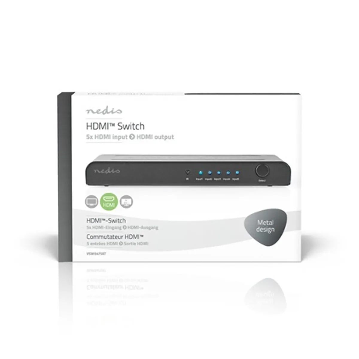 Nedis VSWI3475AT HDMI kapcsoló 5x HDMI bemenet 1x HDMI kimenet 4K60Hz 18 Gbps fém antracit távvezérlő #5