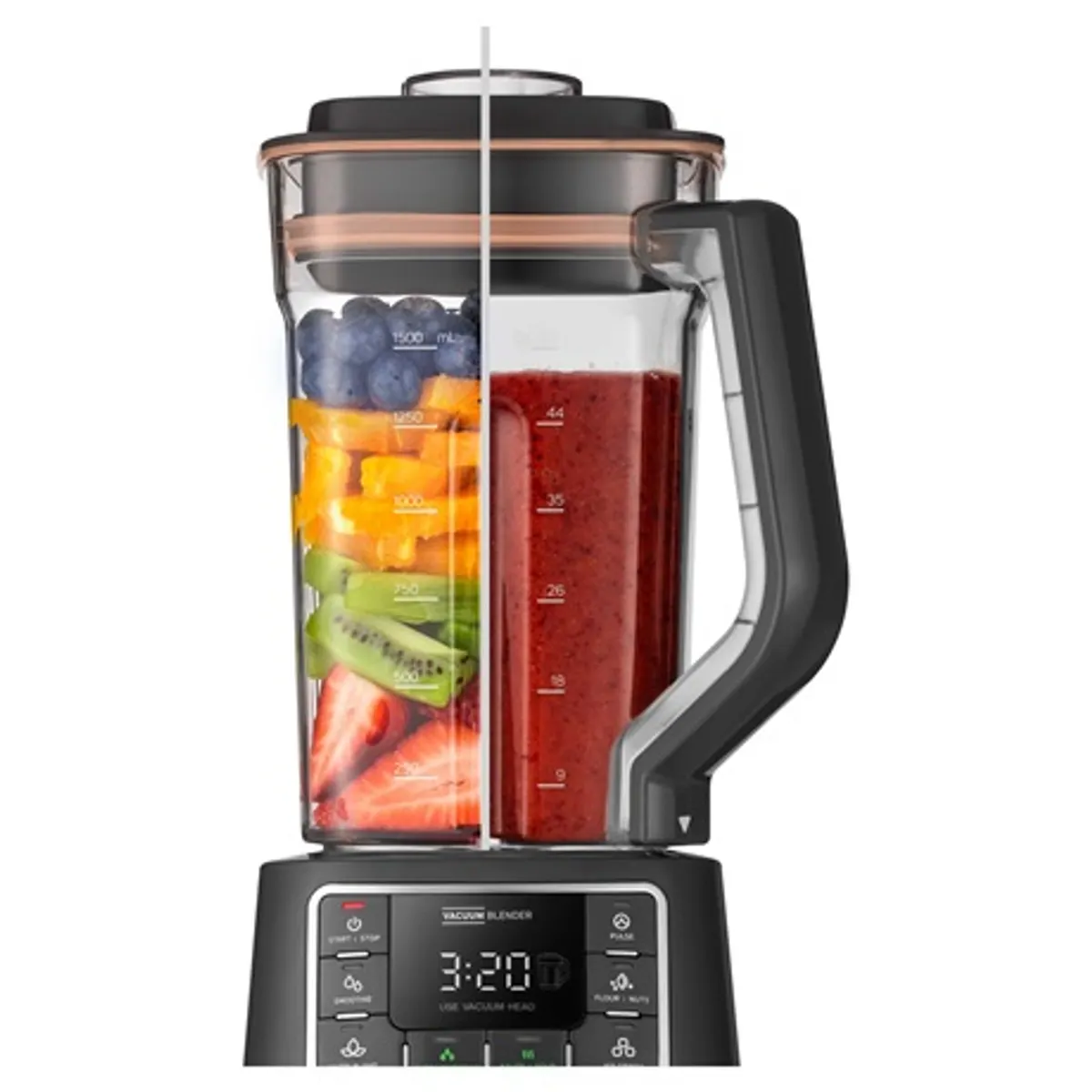 Sencor SBU 7676GD TURMIXGÉP vákuumos mixelés 1500 W 28 000 rpm 1,5 L mixelő edény 0,7 L tároló edény 8 kés titán bevonattal #10