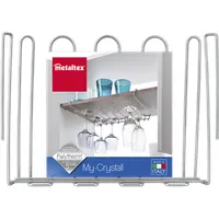 Metaltex MX364916 My Crystal pohártartó ezüst 38 x 26 x 7 cm dupla bevonat rozsdaálló portaszító 8 pohár polc alá illesztő #3