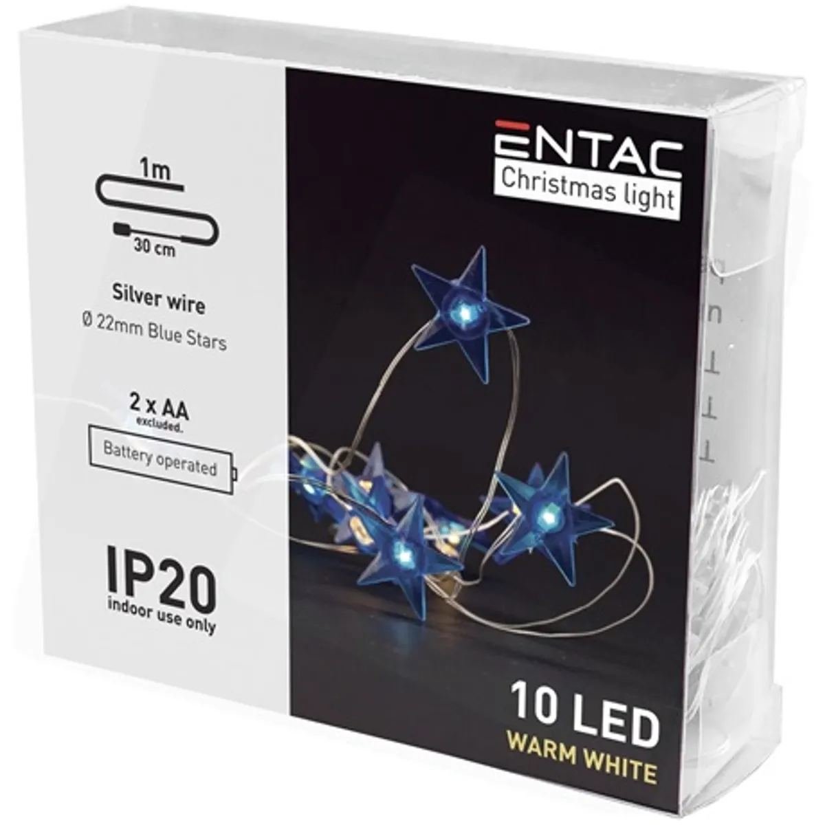 Entac ECL-BS-10WW karácsonyi fényfüzér kék csillag 10 led 1 m #2