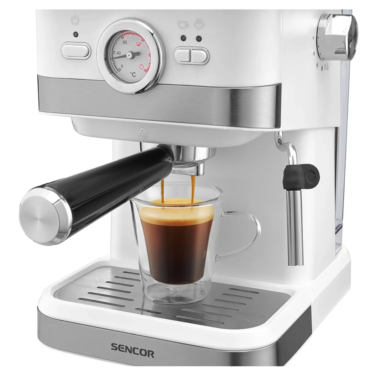 Sencor SES 1720WH karos presszó kávéfőző 20 bar, 1,5 l víztartály, 1050 W, fehér, forgatható gőzkar #7