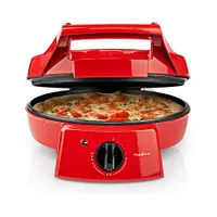 Nedis FCPM100FRD pizza- és grillsütő 30 cm 1800 W állítható hőmérséklet 230 °C 180°-os nyitható asztali grill funkció #2